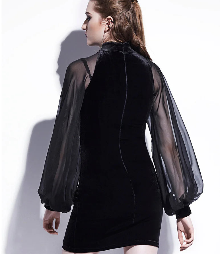 Little Black Dress | Velvet Body Chiffon Sleeves