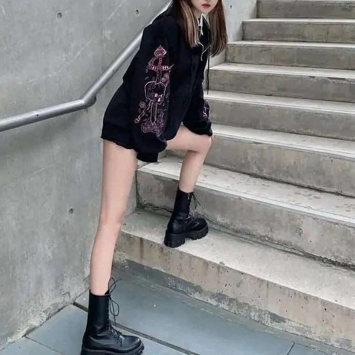 Little Black Hoodie | Emo Zip