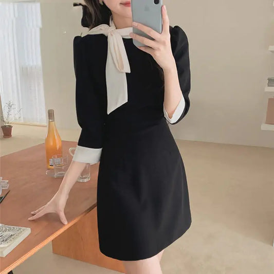 Little Black Dress | Half-Sleeve Contrast